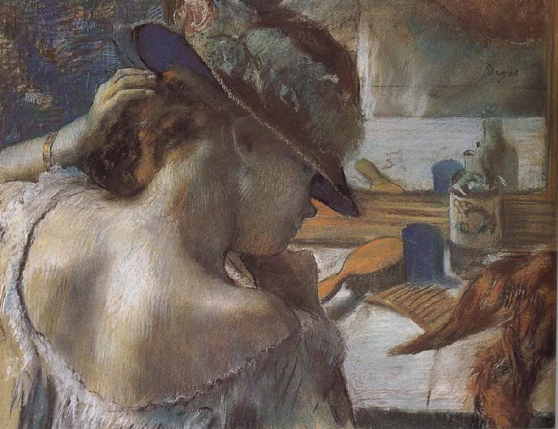 Edgar Degas In the front of mirror oil painting image